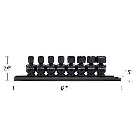 8 Piece 3/8" Drive 6 Point Standard Universal Impact Sae