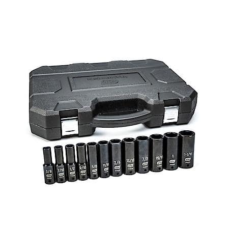 12 Piece 1/2" Drive 6 Point Deep Impact Sae Socket Set