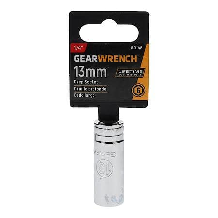 1/4" Drive 6 Point Deep Metric Socket 13mm