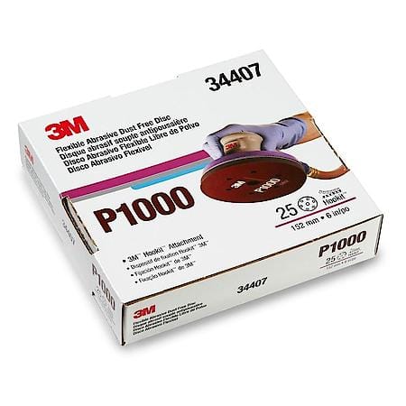 3M Flexible Abrasive Hookit Disc Dust Free, 34407, P1000 6 in 7H (Sold by each)