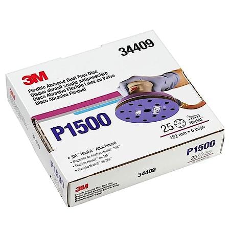 3M Flexible Abrasive Hookit Disc Dust Free, 34409, P1500, 6 in 7H (Sold by each)