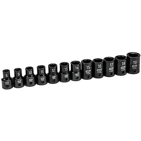 12 Piece 1/2" Drive 6 Point Standard Impact Metric Socket Set
