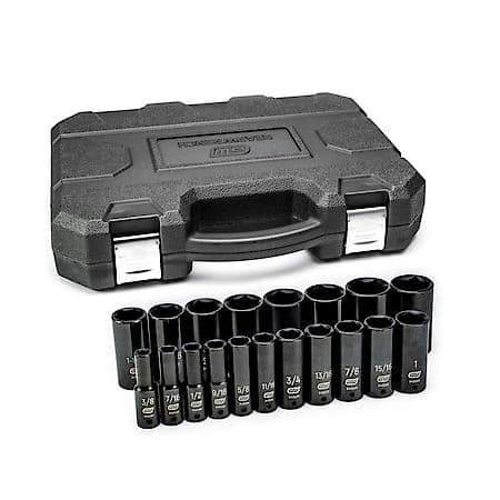 19 Piece 1/2" Drive 6 Point Deep Impact Sae Socket Set