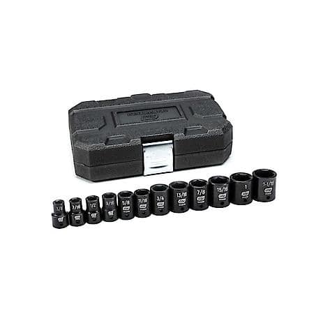 12 Piece 1/2" Drive 6 Point Standard Impact Sae Socket Set