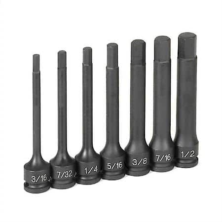 3/8 Dr. 7 Pc. 4 Length Fractional Hex Driver Set