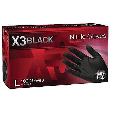 L X3 Powder Free, Textured, Black Nitrile