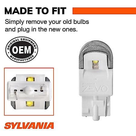 7440 ZEVO White LED Mini Light Bulb, Super Bright, 2 Pack