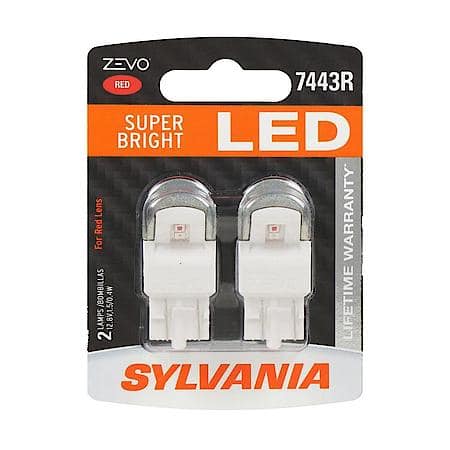 7443R ZEVO Red LED Mini Light Bulb, Super Bright, 2 Pack