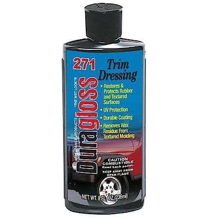 Flat Black Rubber Trim Dressing: Restores & Protects, Removes Wax Residue, UV Protection, 8 OZ