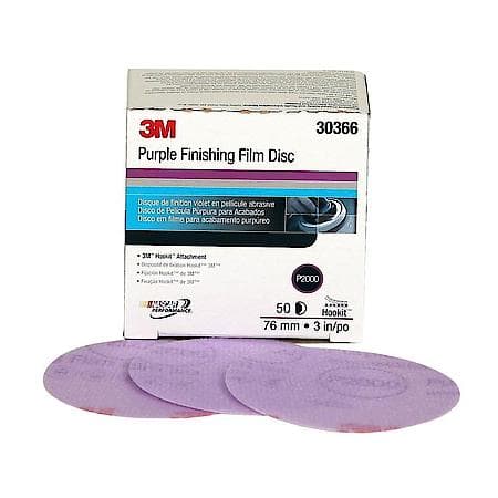 3M Purple Finishing Film Hookit Disc, 30366, 3 in, P2000 (Sold by each)