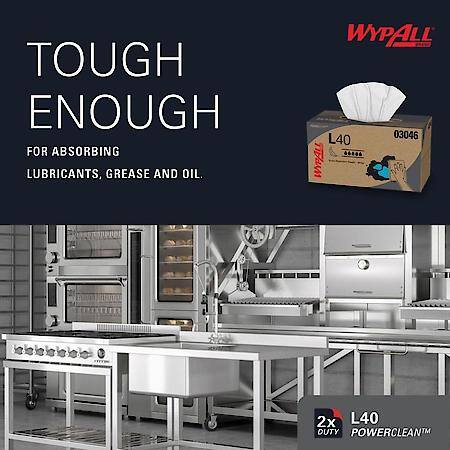 WypAll« L40 Disposable Cleaning and Drying Towels (03046), Limited Use Towels, White