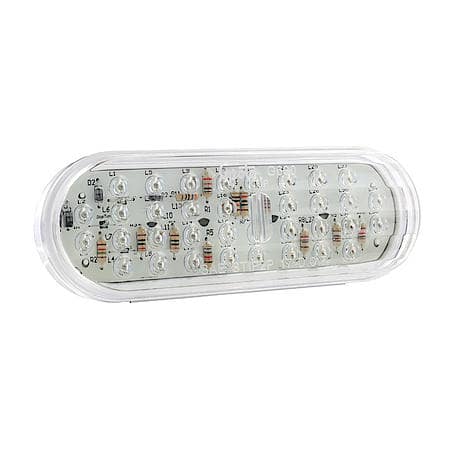 Hi Count Oval LED Stop Tail Turn Light, Clear Lens, Red