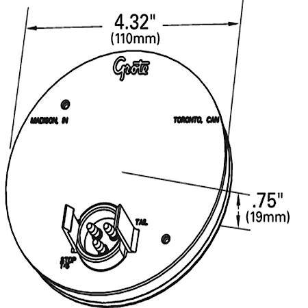 SuperNova ® 4" Full-Pattern LED Stop Tail Turn Light, Grommet Mount, Male Pin, Red