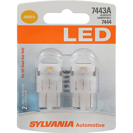 7443A: Amber LED Mini Bulb, 1 Year Warranty, 2 Pack