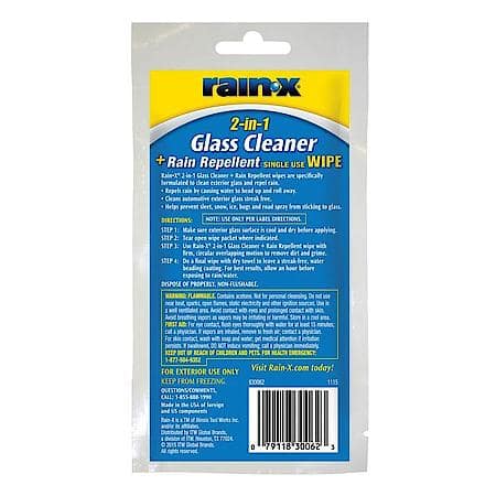 2-n-1 Glass Cleaner with Rain Repellent Wipe, 8"x9", Pack of 1