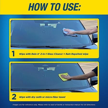 2-n-1 Glass Cleaner with Rain Repellent Wipe, 8"x9", Pack of 1