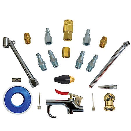 Premium 20-Piece Air Accessory Tool Kit: For Inflating Tires. Blowguns and More