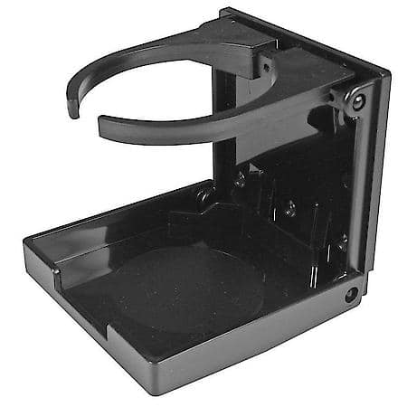Marine Drink Holder - Folding & Adjustable - Black - Made Of Reinforced Nylon W/Stainless Springs