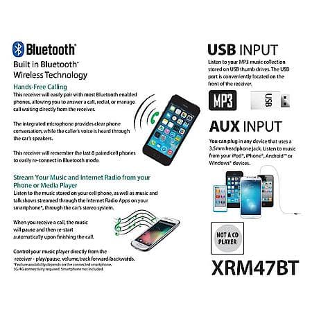 Am/Fm Bluetooth Digital Media Receiver With Usb 1 Amp Charging, Front Panel Aux