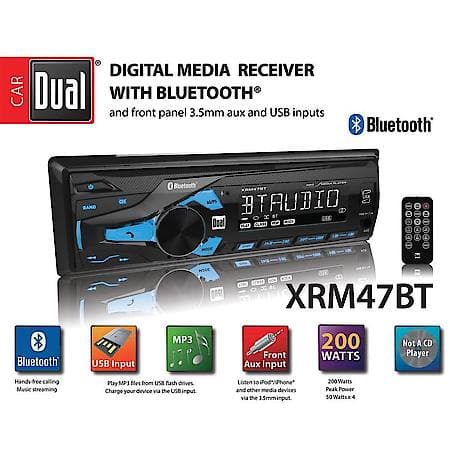 Am/Fm Bluetooth Digital Media Receiver With Usb 1 Amp Charging, Front Panel Aux