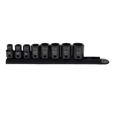 8 Piece 3/8" Drive 6 Point Standard Impact Sae Socket Set