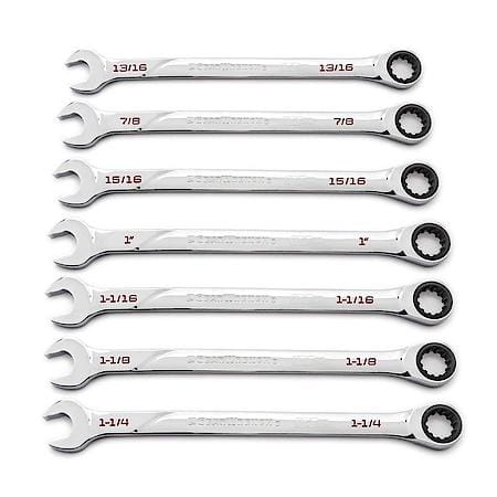 7 Piece 120Xp┐ Universal Spline Xl Ratcheting Combination Sae Wrench Set