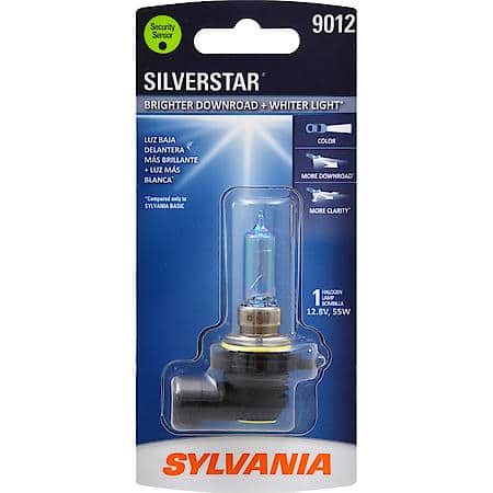 9012 SilverStar: Halogen Headlight Bulb, Brighter Downroad and Whiter Light, 1 Pack