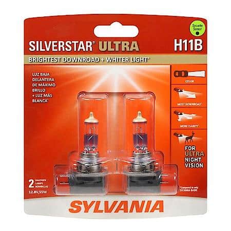 H11B SilverStar Ultra: Halogen Headlight Bulb, Brightest Downroad and Whiter Light, 2 Pack