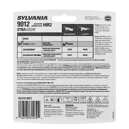 9012 XtraVision: Halogen Headlight Bulb, More Downroad Visibility, 2 Pack