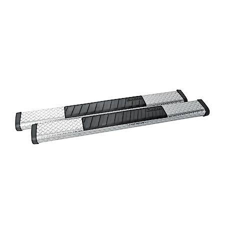With Step Pads, 6" Oval Straight, Powder Coated Diamond Tread, Black, Aluminum