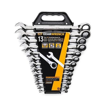 13 Piece 72-Tooth 12 Point Ratcheting Combination Sae
