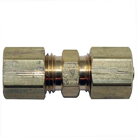 Fuel Line Compression Union - 1/4 Steel To 1/4 Nylon - 2 Per Bag