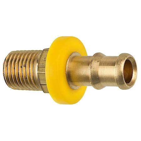 Brass Push-On Hose Fitting, 3/8 Hose, Male (1/4-18 Npt), 1/Card