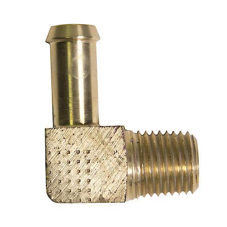 Brass 90 Degree Fuel Elbow, 3/8 Hose, Male (1/4-18 Npt), 1/Card