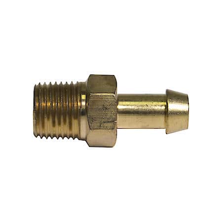 Brass Fuel Connector, 1/4 Hose, Male (1/8-27 Npt), 1/Card