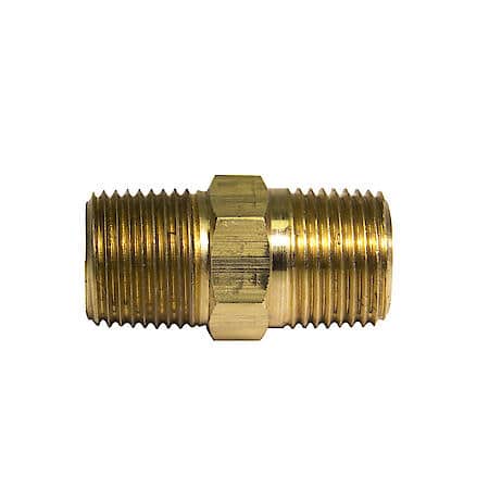 Brass Hex Nipple, 1-7/16 Length, Male (3/8-18 Npt), 1/Card
