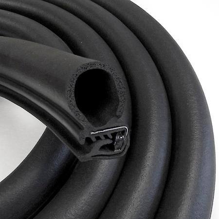 Large Side Bulb Weatherstrip Steel Core, 1-3/8 in. x 3/4 in. 10 ft, Black