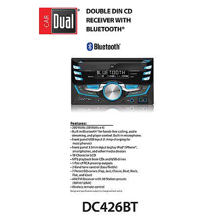 Double Din Am/Fm Bluetooth Cd Receiver With Usb, Front Aux Input