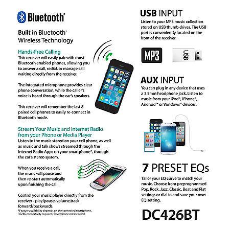 Double Din Am/Fm Bluetooth Cd Receiver With Usb, Front Aux Input