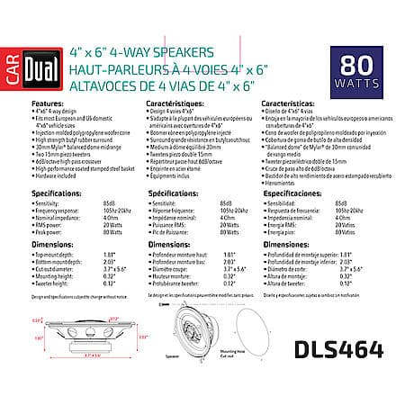 4-Way 4"X6" Speakers With 100 Watts Max And 25 Watts Continuous Power Handling