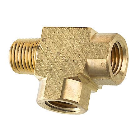 Brass Street Tee, Male (1/4-18 Npt), Female (1/4-18 Npt), 1/Card