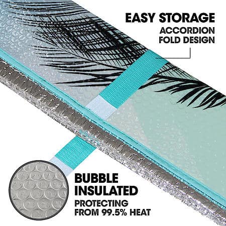 Windshield Sunshade, Tropical Sky, Jumbo 67" x 27", Accordion Style