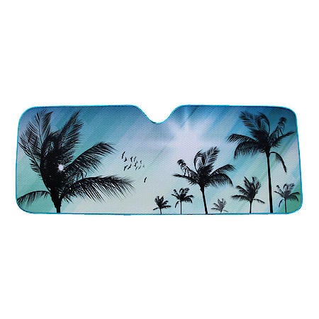 Windshield Sunshade, Tropical Sky, Jumbo 67" x 27", Accordion Style
