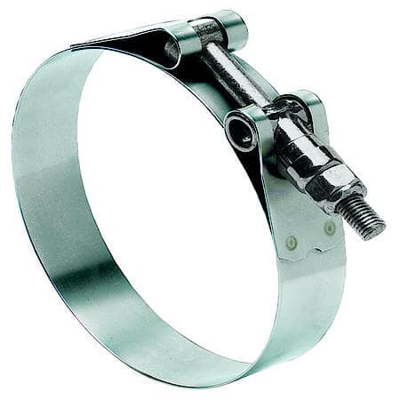 Size 40 T-Bolt Hose Clamp - 2.125" to 2.4375" Stainless Steel Band, T-Bolt Clamp w/Zinc Bolt