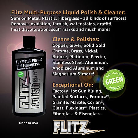 Metal, Pastic & Fiberglass Polish Liquid: Anti-Tarnish Formula, 16 Oz