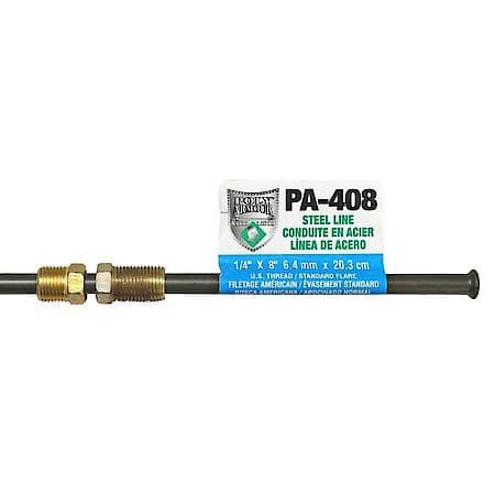 Domestic Poly-Armour PVF Steel Brake Line, 1/4 x 8