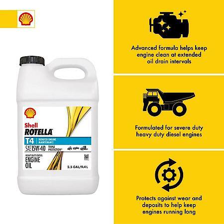 T4 Triple Protection 15W-40 Synthetic Blend Diesel Engine Oil, 2.5 Gallon