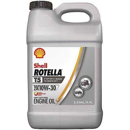 T5 10W-30 Synthetic Blend Diesel Engine Oil, Boosts Fuel Economy, 2.5 Gallon