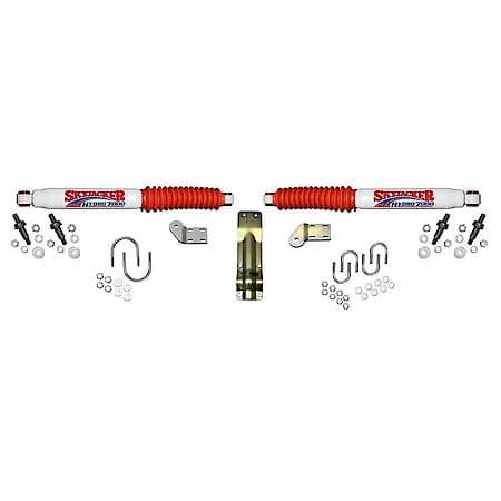 Dual, White With Red Shock Boots, With Brackets, Set Of 2