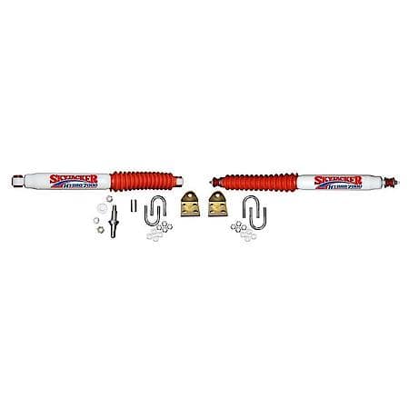 Steel Brackets, Dual, White Stabilizer With Red Boot And Mount Hardware, Set Of 2